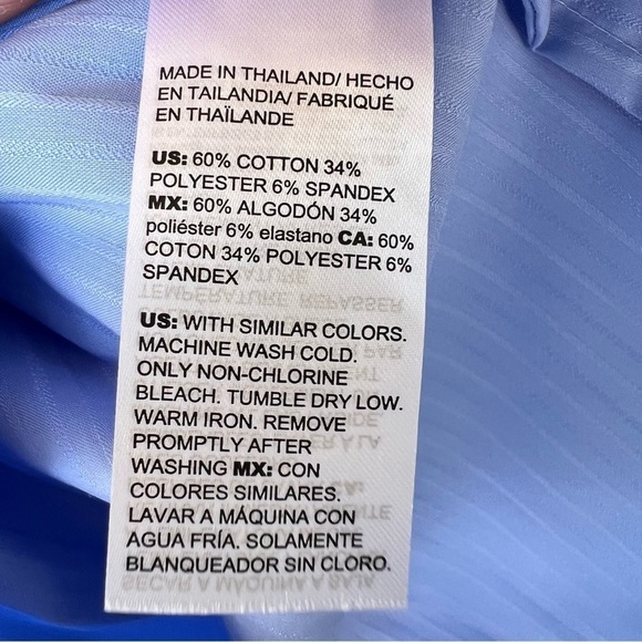 CHICO’S No Iron Stretch Blue Shadow Stripe Top Balloon Sleeves Size Medium NWT - Picture 5 of 9